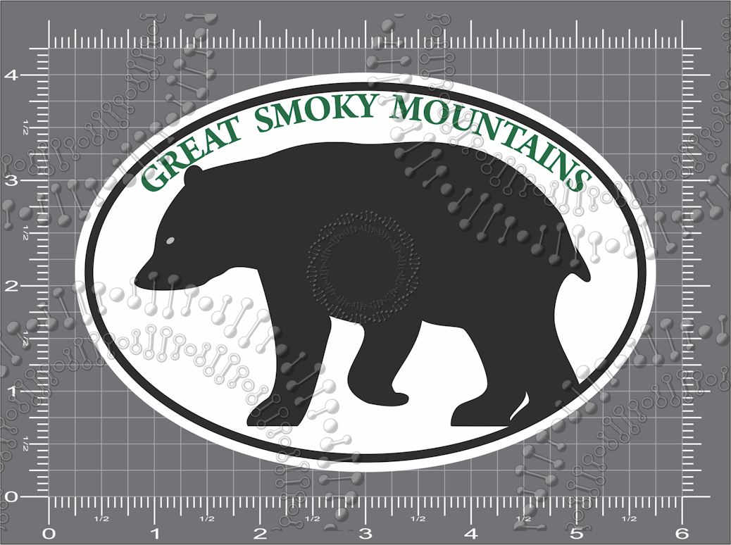 Great Smoky Mountains, NC - Bear with Green Text Decal