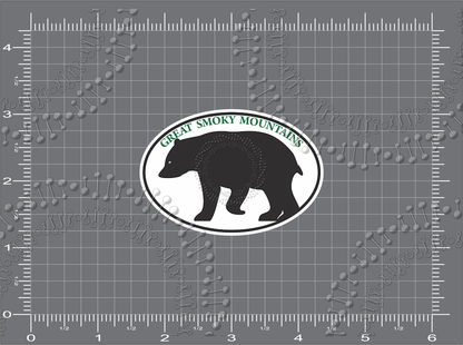 Great Smoky Mountains, NC - Bear with Green Text Decal