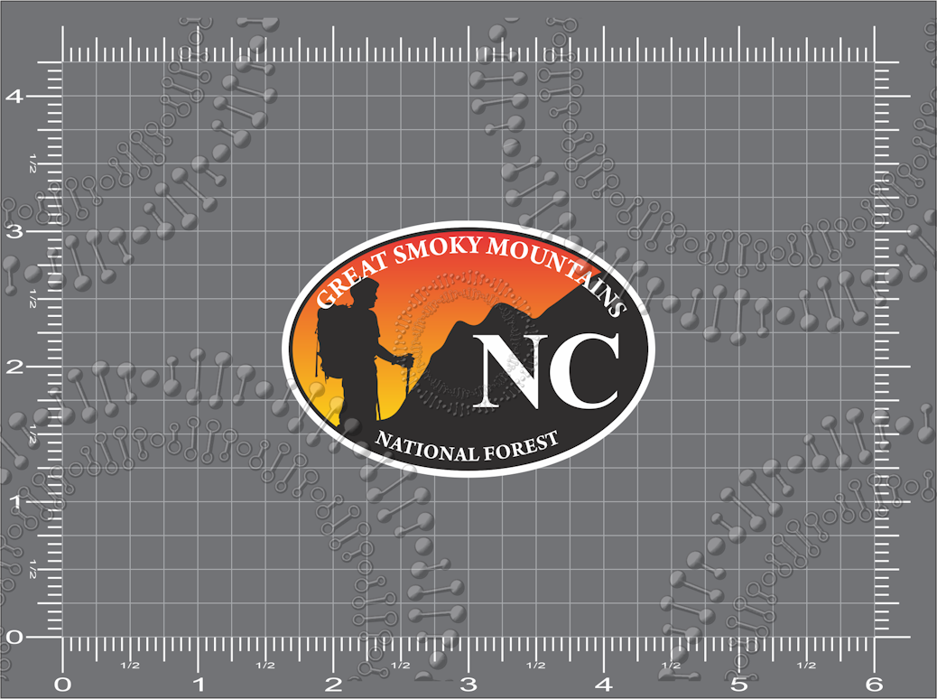 Great Smoky Mountains, NC - Hiker at Sunset Decal