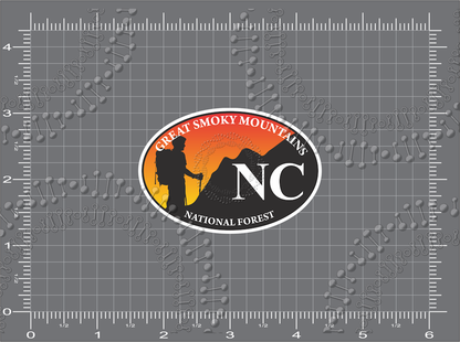 Great Smoky Mountains, NC - Hiker at Sunset Decal