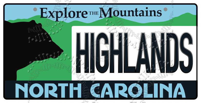 Highlands, NC - Bear License Plate Decal