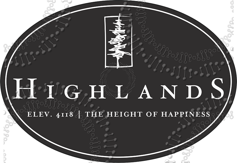 Highlands, NC - Black Tree Decal