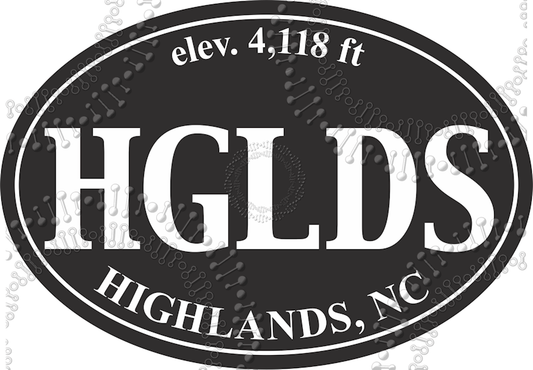 Highlands, NC - HGLDS Black Decal