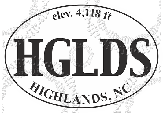 Highlands, NC - HGLDS White Oval Decal