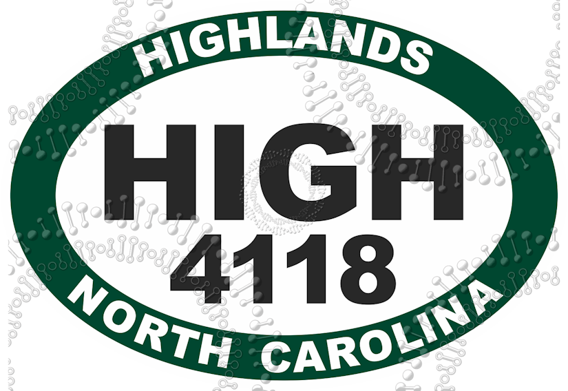 Highlands, NC - HIGH Elevation 4118 Decal