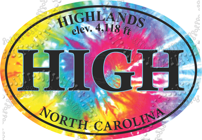 Highlands, NC - HIGH with Elevation Tie Dye Decal