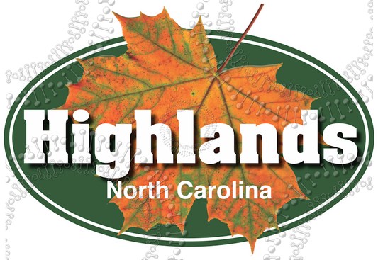 Highlands, NC - Maple Leaf Decal