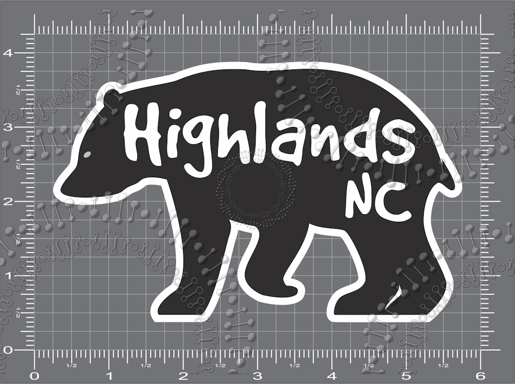 Highlands, NC - Bear Silhouette Decal