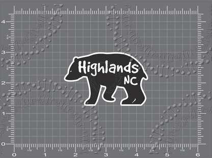 Highlands, NC - Bear Silhouette Decal