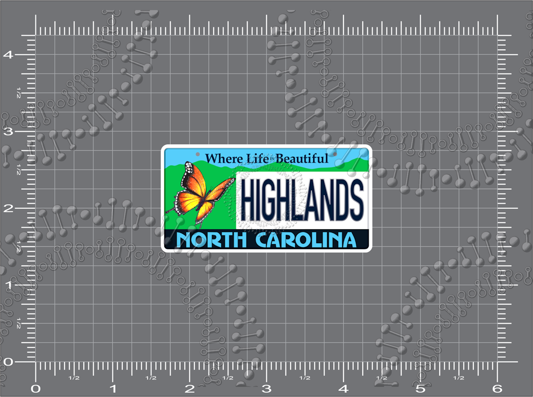 Highlands, NC - Butterfly License Plate