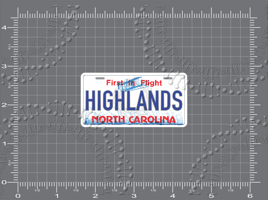 Highlands, NC - First In Flight License Plate Decal