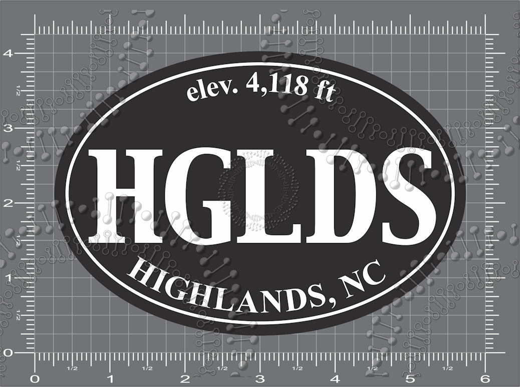 Highlands, NC - HGLDS Black Decal