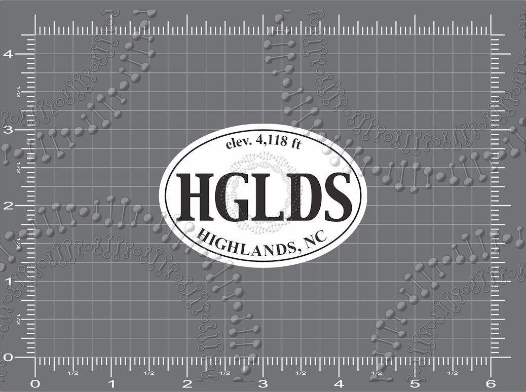 Highlands, NC - HGLDS White Oval Decal