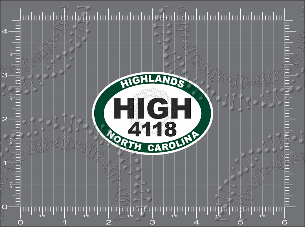 Highlands, NC - HIGH Elevation 4118 Decal