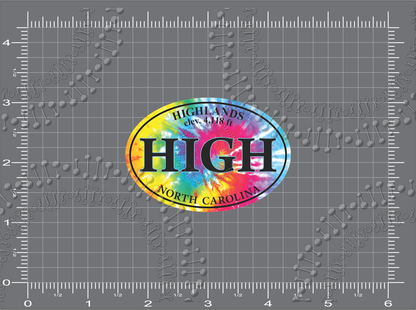 Highlands, NC - HIGH with Elevation Tie Dye Decal