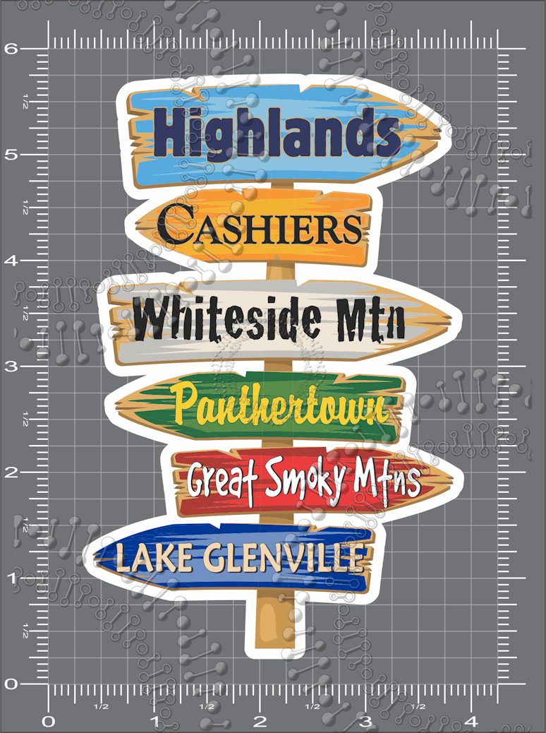 Highlands, NC - Highlands Directional Sign Decal