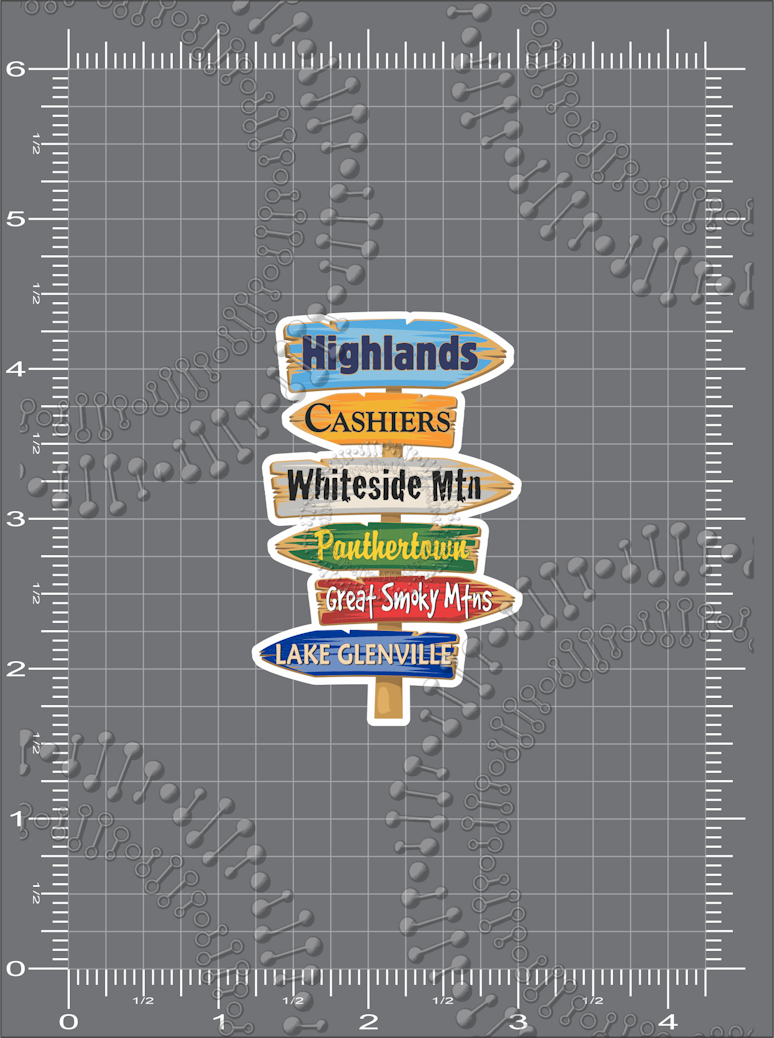 Highlands, NC - Highlands Directional Sign Decal