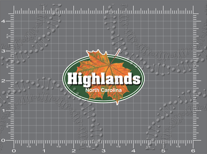 Highlands, NC - Maple Leaf Decal