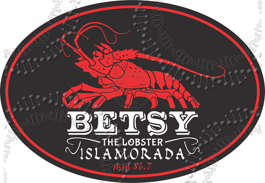 Islamorada, FL - Betsy Lobster -  Black and Red Decal