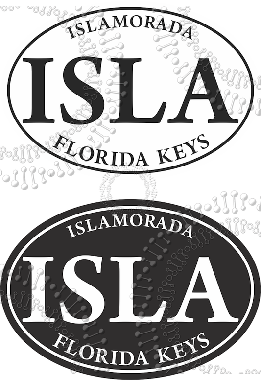 Islamorada, FL - Black and White Isla Decal