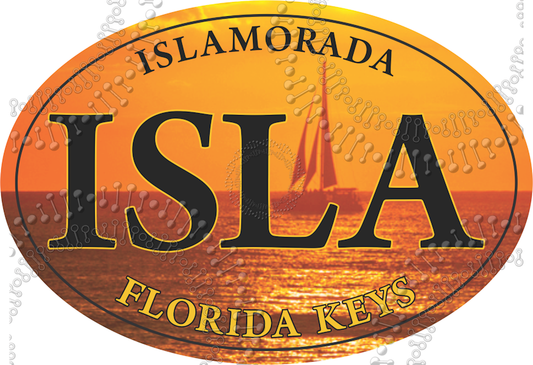 Islamorada, FL - Isla Sailboat Sunset Decal