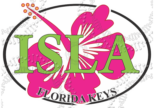 Islamorada, FL - Isla with Pink Hibiscus Decal