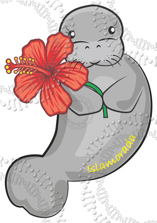 Islamorada, FL - Manatee Orange Flower Decal