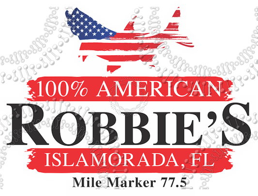 Islamorada, FL - Robbies 100_ American with Fish Flag Decal