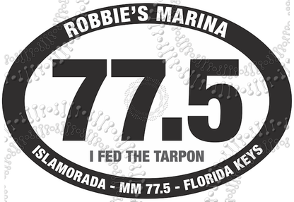 Islamorada, FL - Robbies 77.5 White Oval Decal