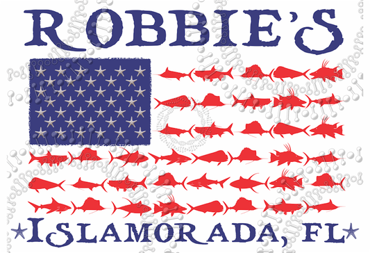 Islamorada, FL - Robbies Fish Flag Decal