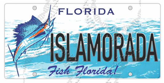 Islamorada, FL - Sailfish License Plate Decal