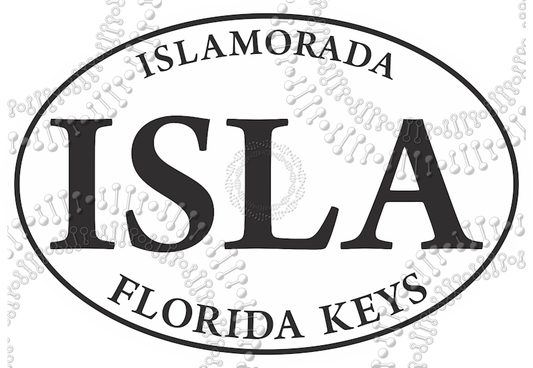 Islamorada, FL - White Isla Oval Decal