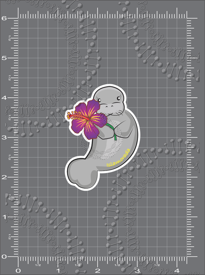 Islamorada, FL - Manatee with Purple Flower Decal