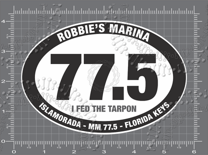 Islamorada, FL - Robbies 77.5 White Oval Decal