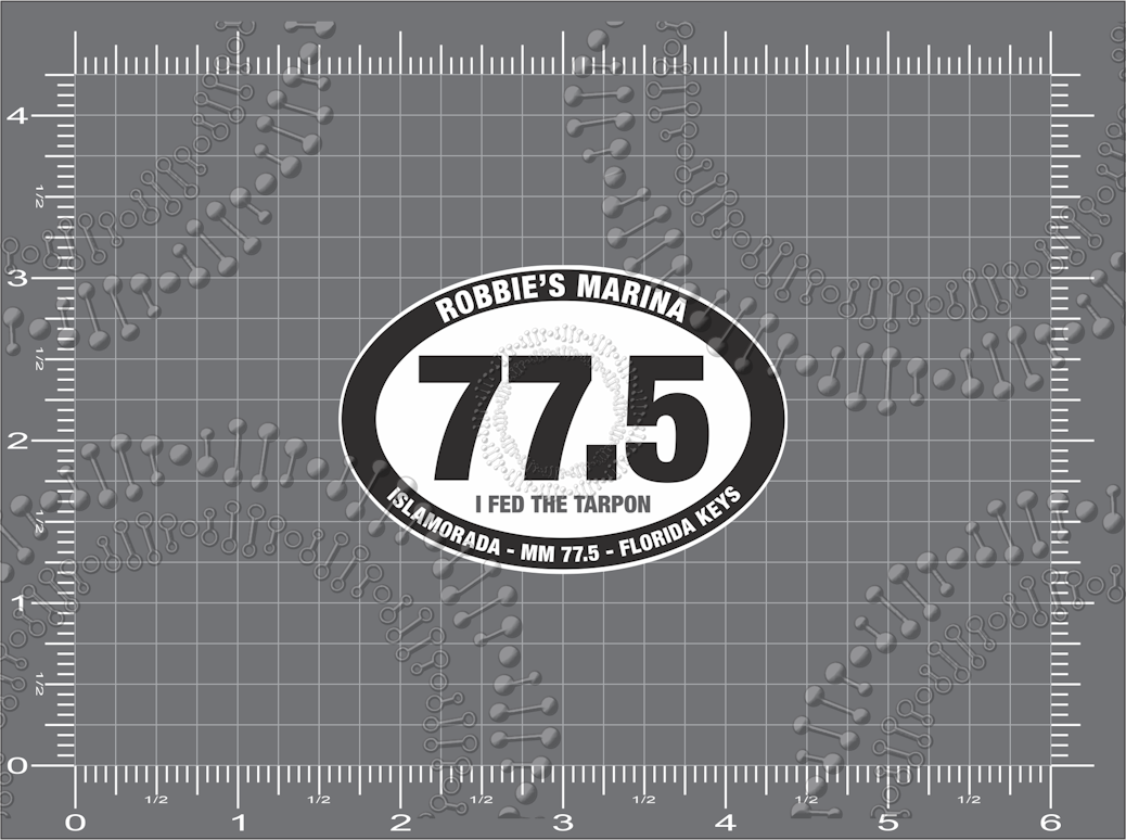 Islamorada, FL - Robbies 77.5 White Oval Decal