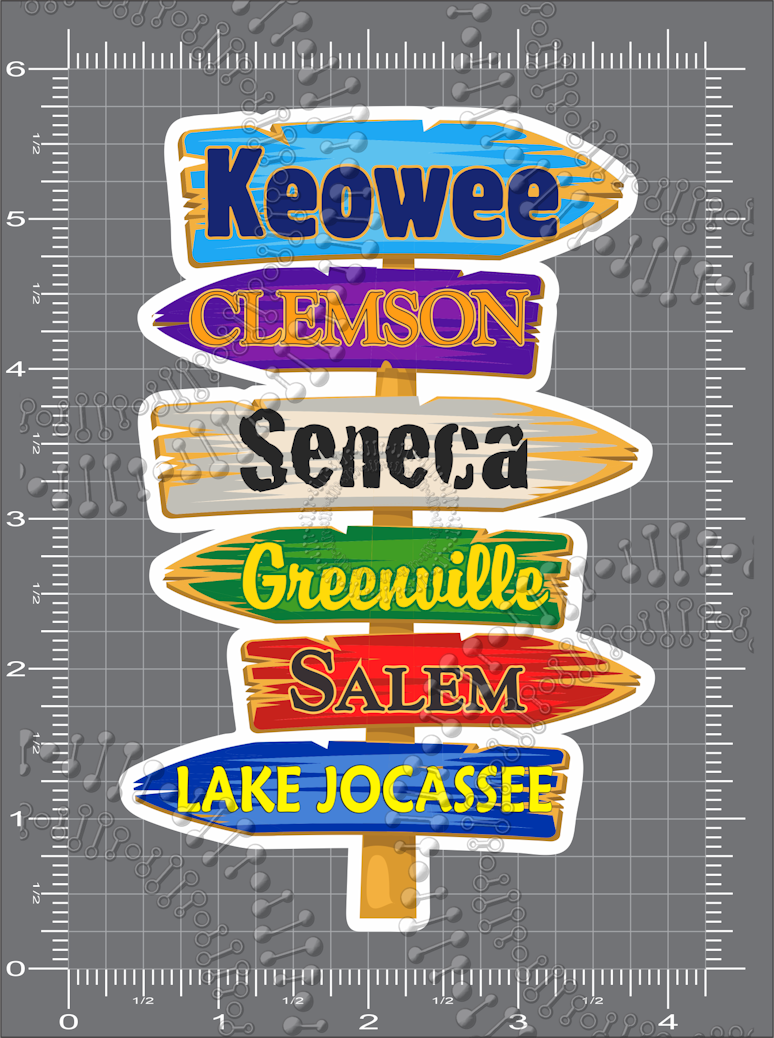 Keowee, SC - Directional Sign Decal