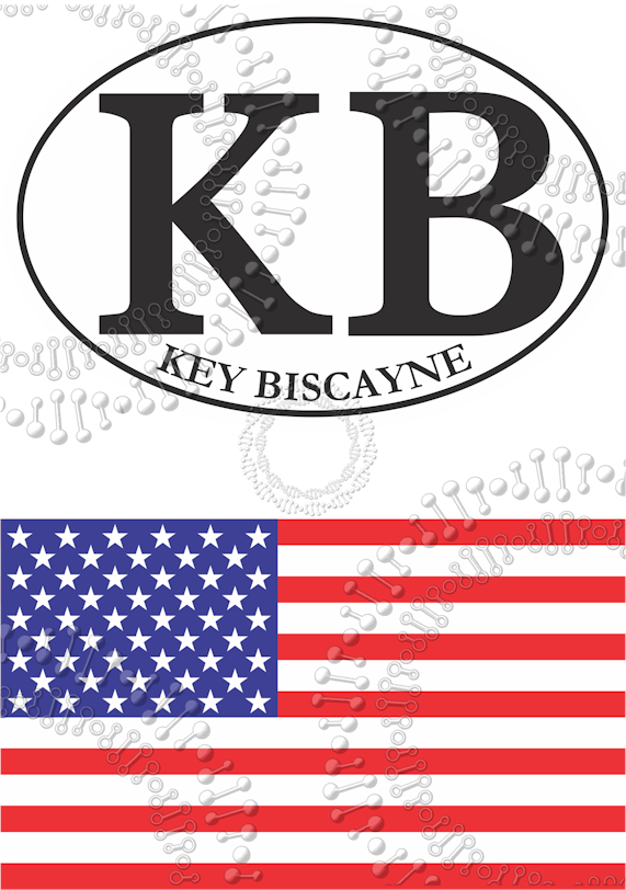 Key Biscayne, FL - White KB with Flag Decal