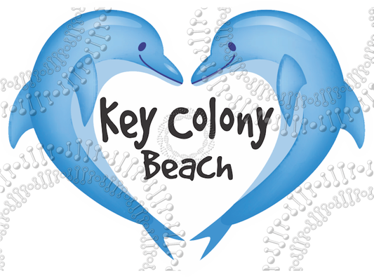 Key Colony Beach, FL - Dolphin Heart Decal