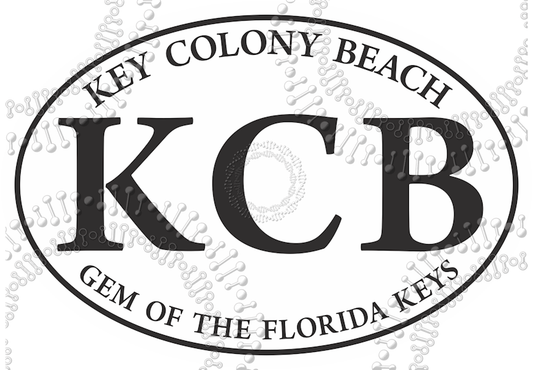 Key Colony Beach, FL - KCB White Oval Decal