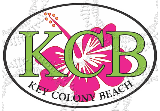 Key Colony Beach, FL - KCB with Pink Hibiscus Decal