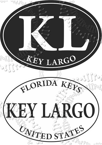 Key Largo, FL - Black KL Oval and White Key Largo Decal