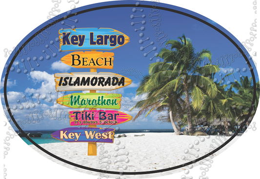 Key Largo, FL - Directional Beach Sign Decal