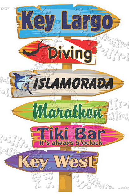 Key Largo, FL - Directional Dive Decal