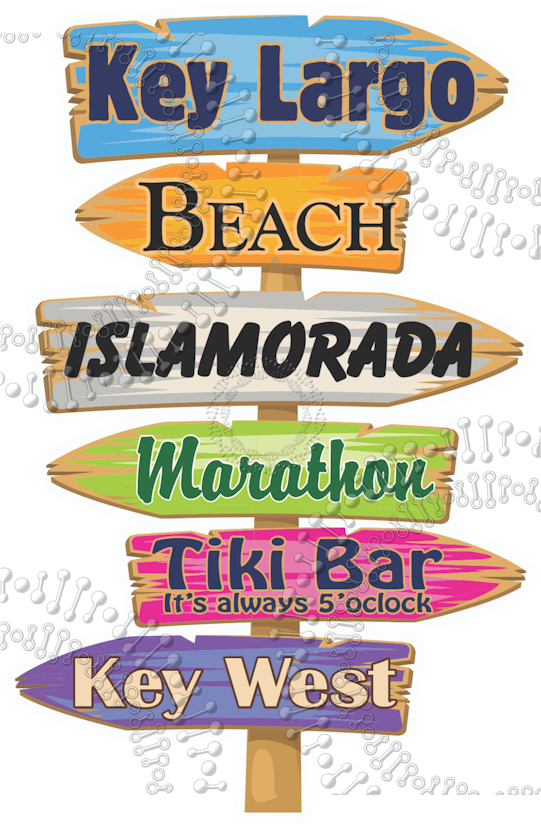 Key Largo, FL - Directional Sign Decal