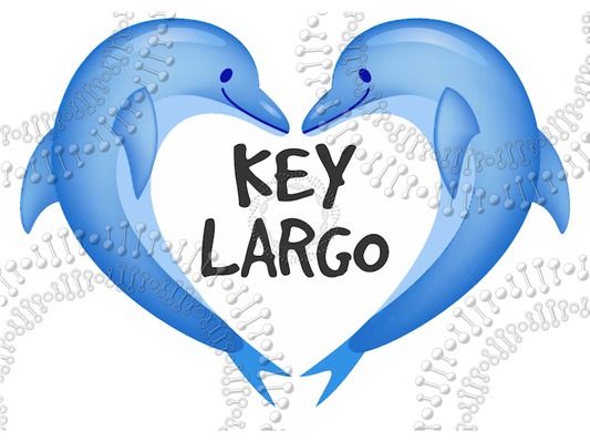 Key Largo, FL - Dolphin Heart Decal