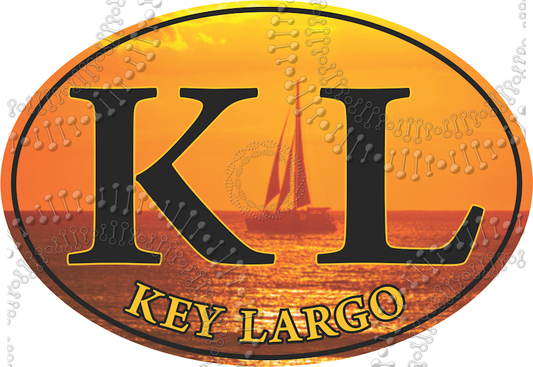 Key Largo, FL - KL Sailboat at Sunset Decal