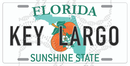 Key Largo, FL - License Plate Decal