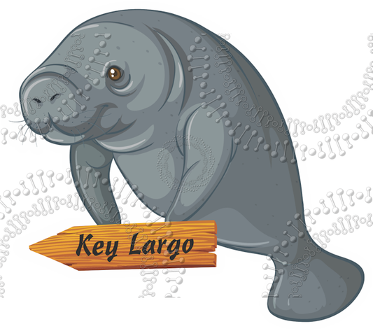 Key Largo, FL - Manatee Aroow Sign Decal