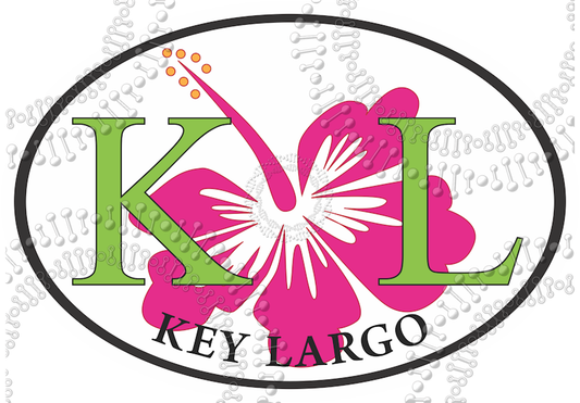 Key Largo, FL - Pink Hibiscus Decal