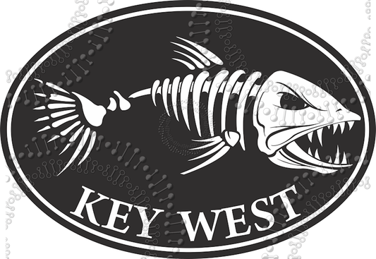 Key West, FL - Black Fishbonz Decal